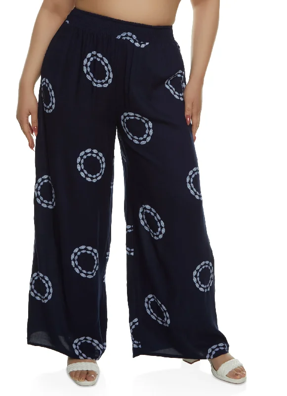 Plus Size Smocked Wide Leg Pants