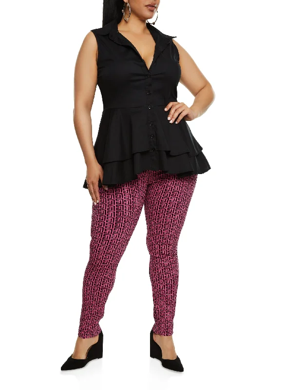 Plus Size Greek Key Drawstring Pants