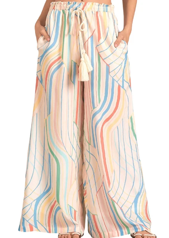 Santa Barbara Wide Leg Pant In Multi Colored Strip