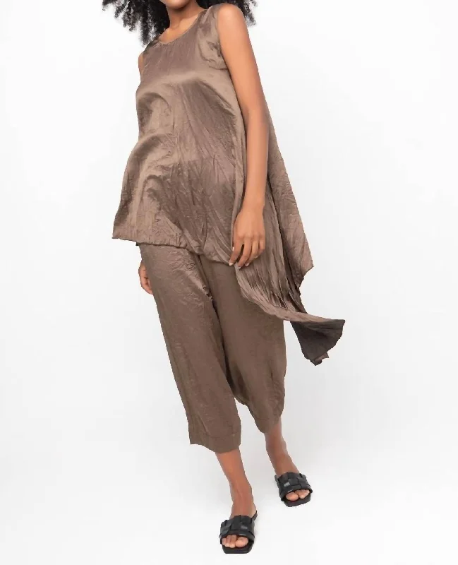 Satin Feel Cropped Pant In Coffee