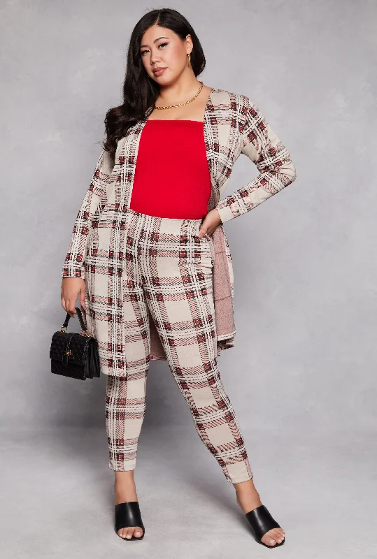 Plus Size Plaid High Waisted Pants